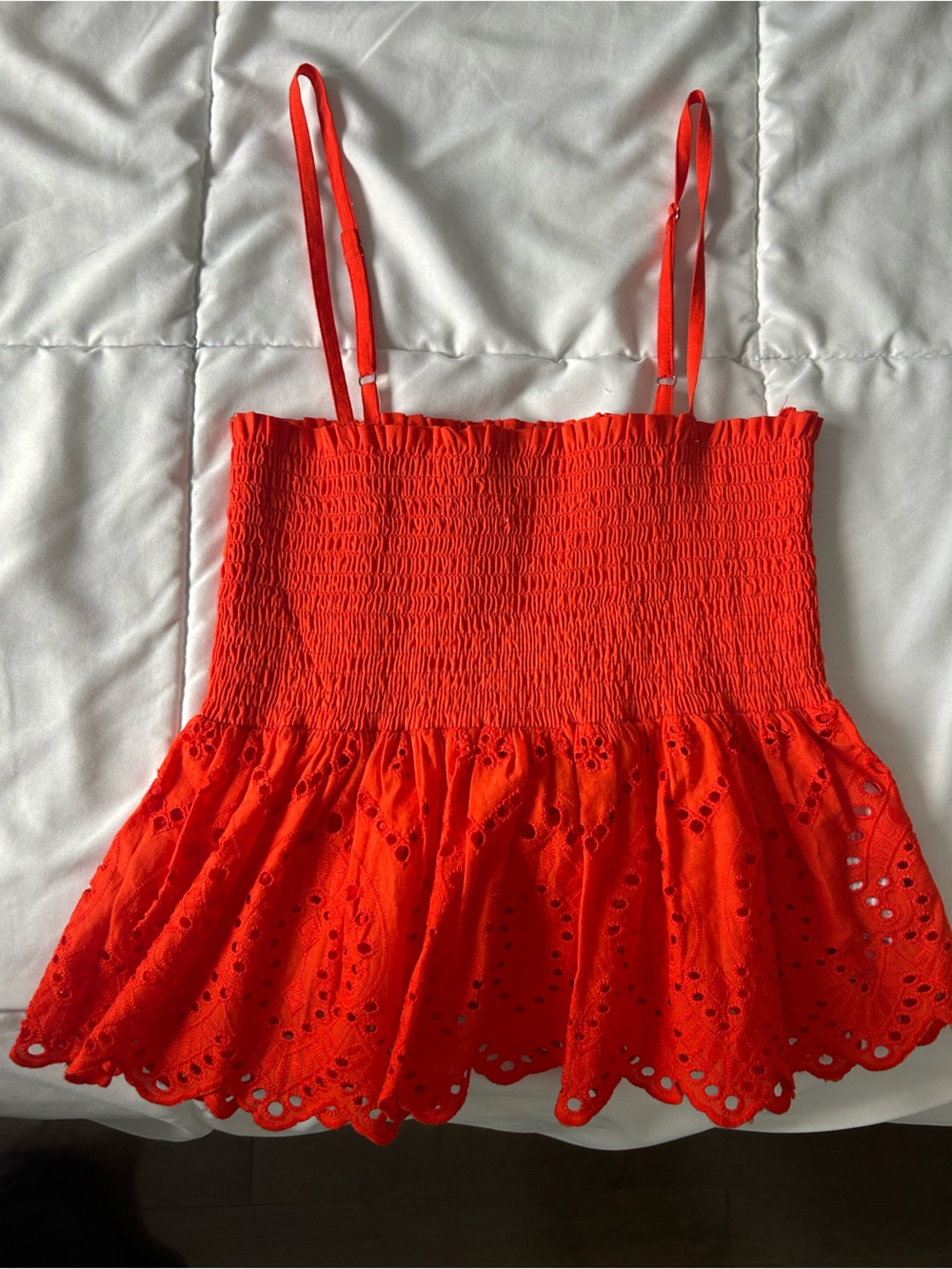 Forever 21 Orange Smocked Tube Top with Ruffle Trim